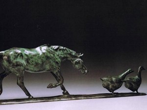 Bronze Horse Chasing Geese I Sculpture