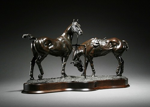 Bronze Polo Pony Lines Sculpture