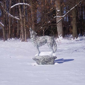 Bronze Life-Size Grey Wolf Sculpture